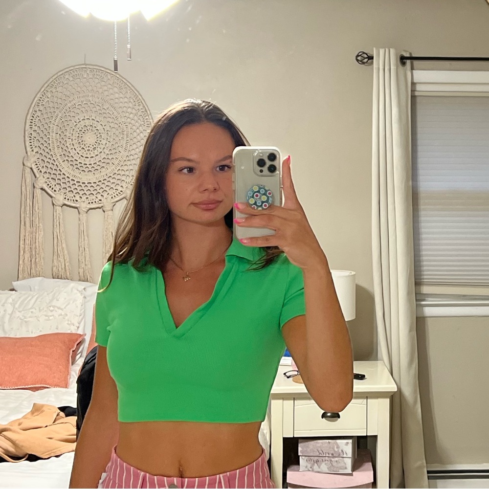 Zara Cropped Collar Shirt Size Med
